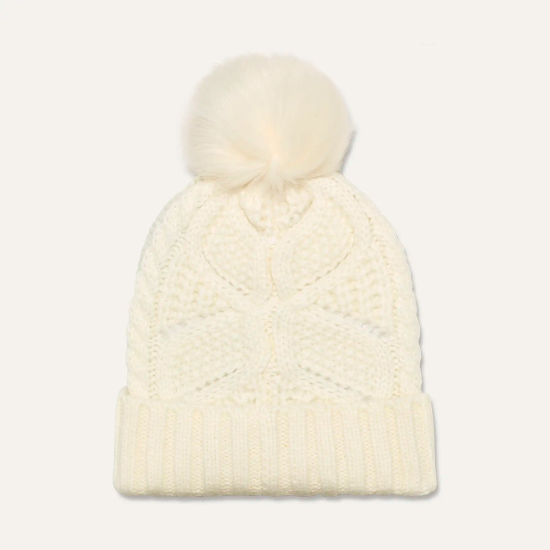 Cable Beanie with Pom in Nimbus