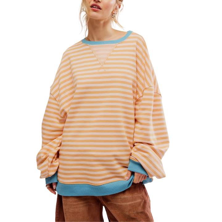 Classic Striped Crew in Latte Combo