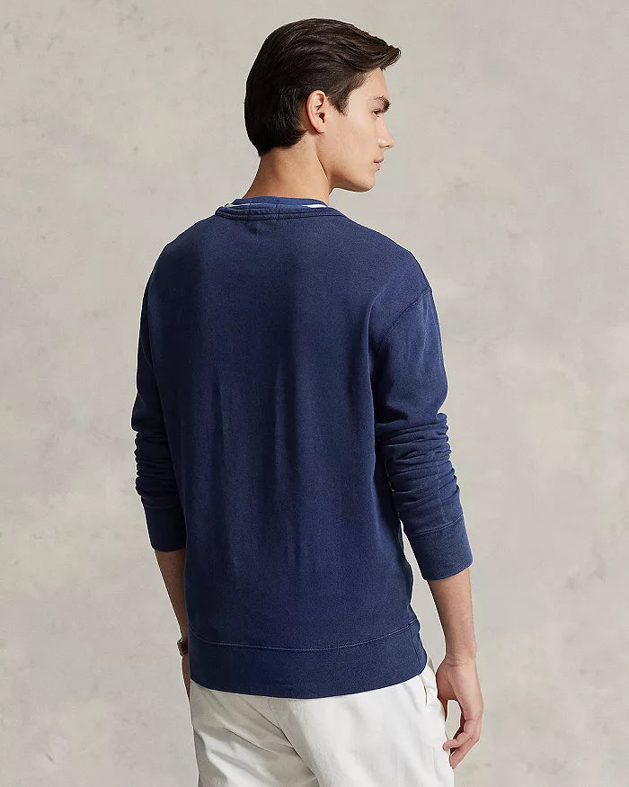 Long Sleeve Spa Terry Knit Crewneck in Newport Navy