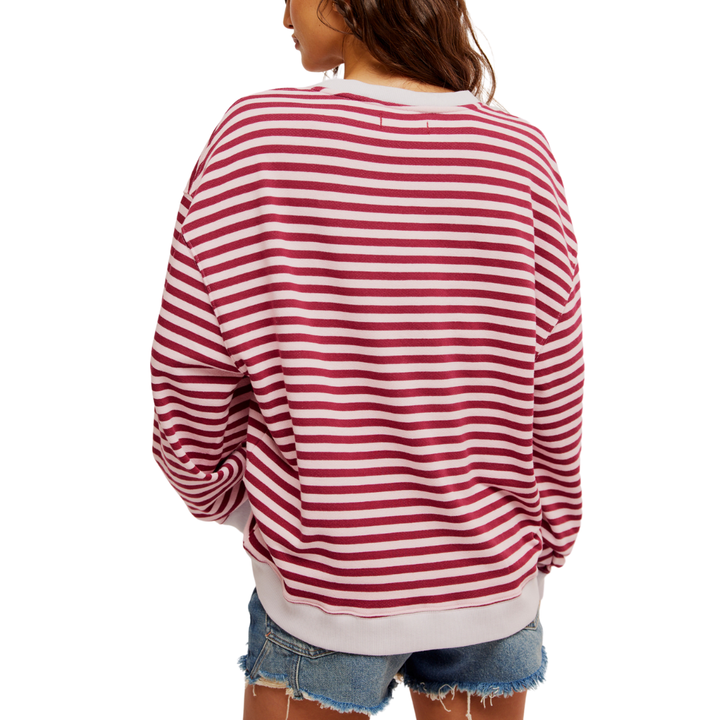 Classic Striped Crew in Raspberry Combo