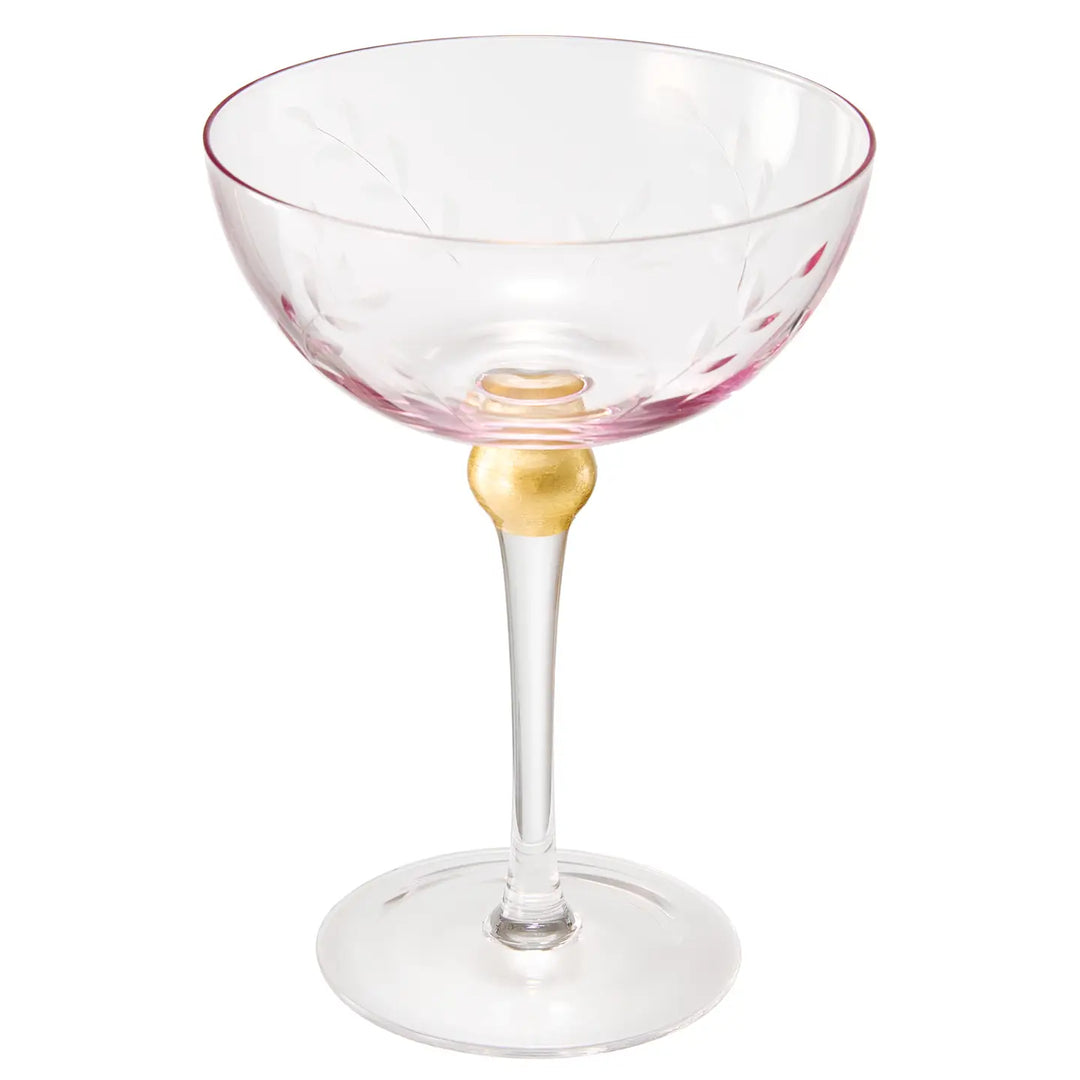 Pink Art Deco Coupe Glass