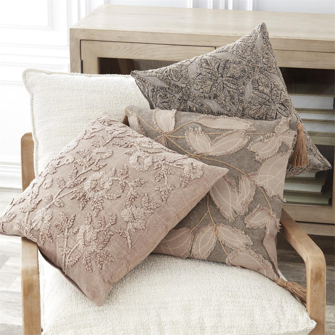 Taupe Floral Pillow