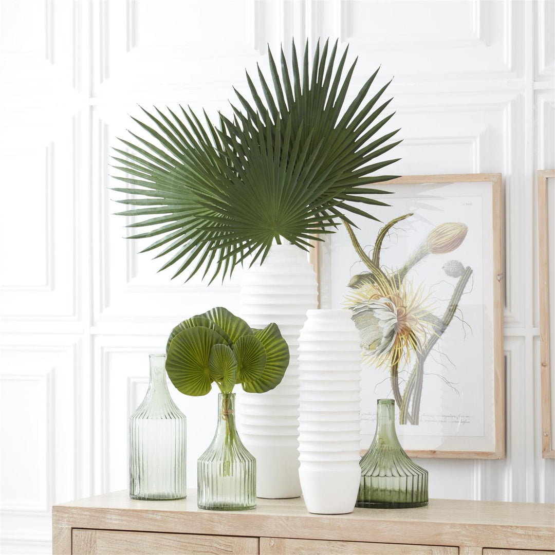 Green Ribbed Vase