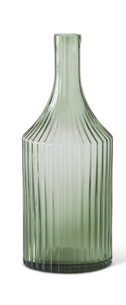 Green Ribbed Vase