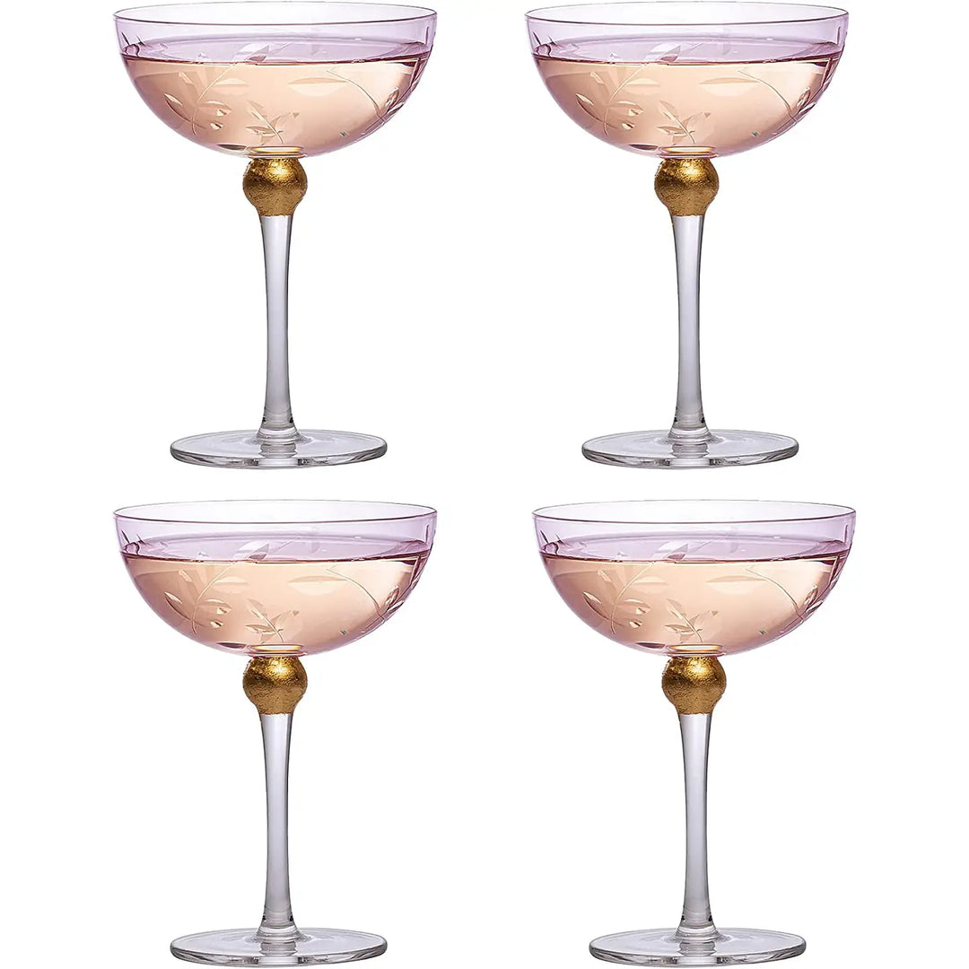 Pink Art Deco Coupe Glass