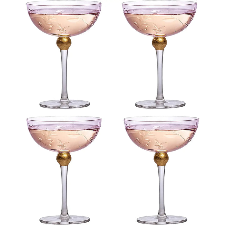 Pink Art Deco Coupe Glass