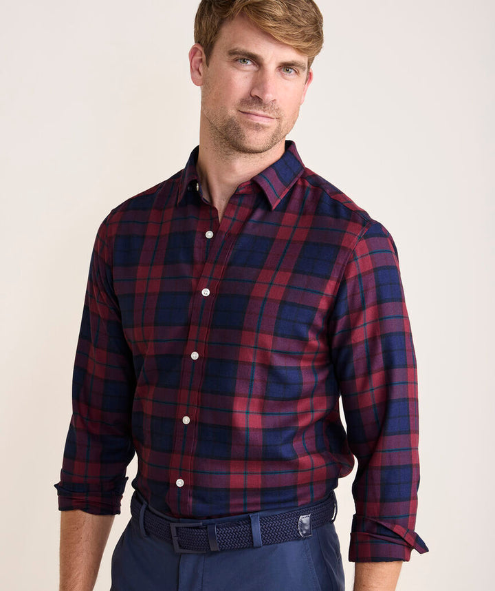 On-The-Go Brushed Twill Shirt in Crimson PLD