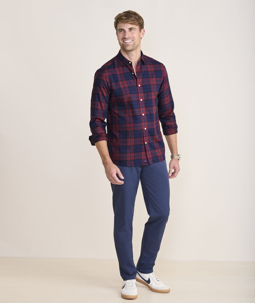 On-The-Go Brushed Twill Shirt in Crimson PLD