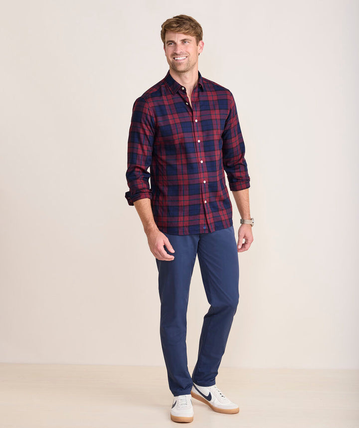 On-The-Go Brushed Twill Shirt in Crimson PLD