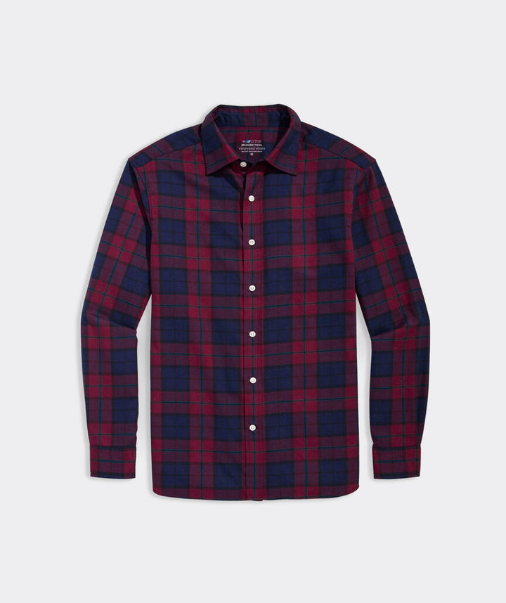 On-The-Go Brushed Twill Shirt in Crimson PLD