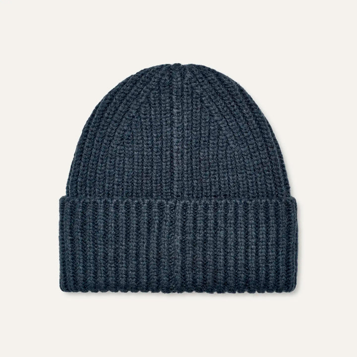 Chunky Rib Beanie in Navy