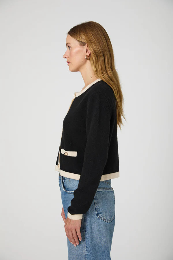 Vhari Contrast Cardigan in Black