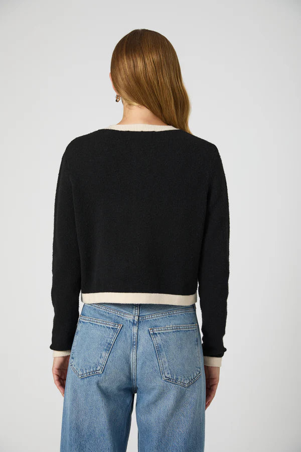 Vhari Contrast Cardigan in Black