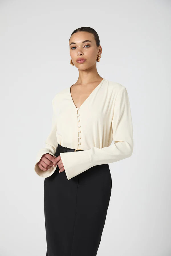 Carmen Crepe Bell Sleeve Shirt