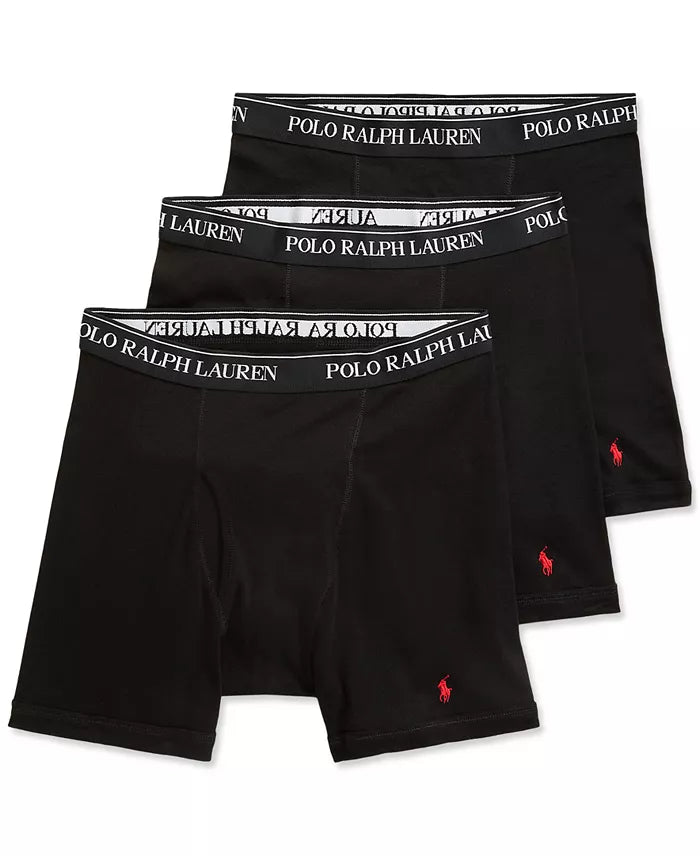 3 Pack Cotton Boxer Briefs in Black