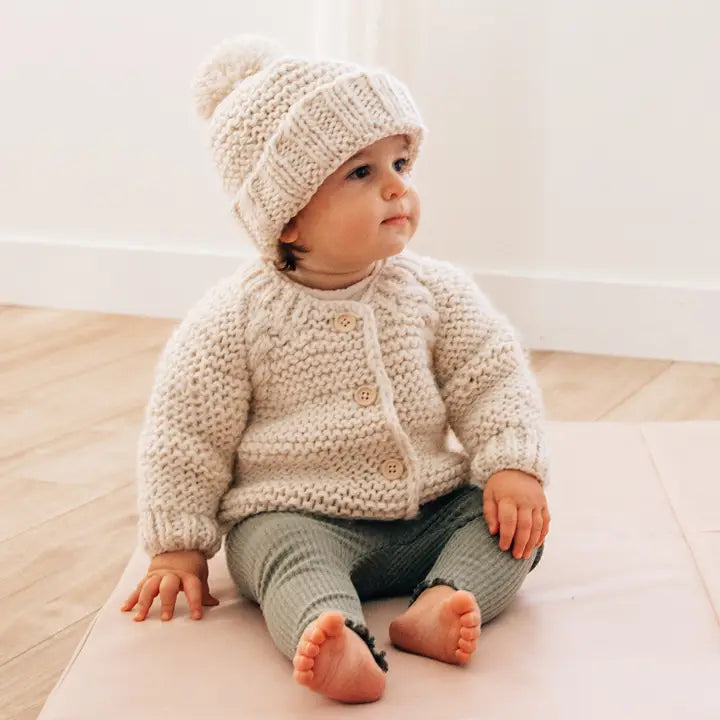 Garter Stitch Cardigan in Natural