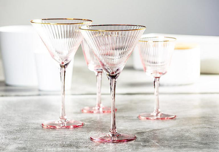 Optic Pink Martini with Gold Rim