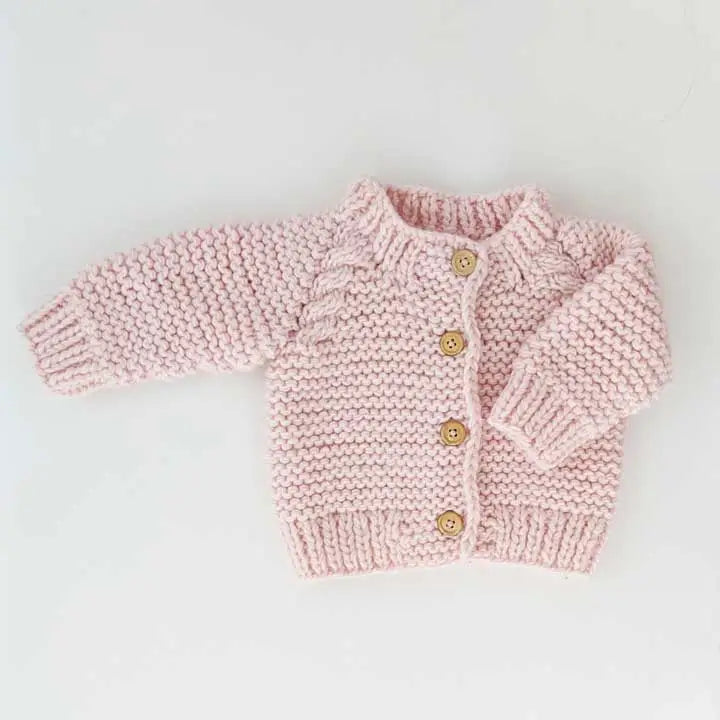 Garter Stitch Cardigan in Blush