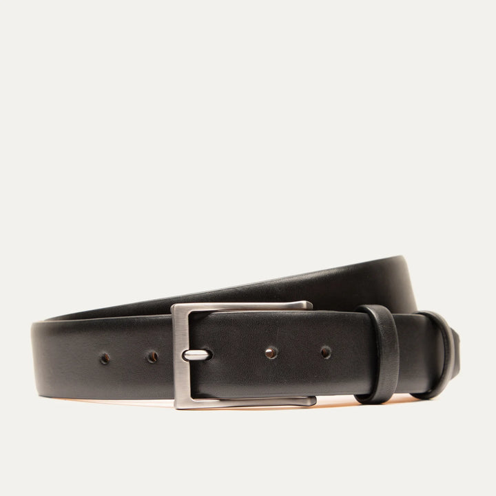 Glazed Calf Skin Belt in Black