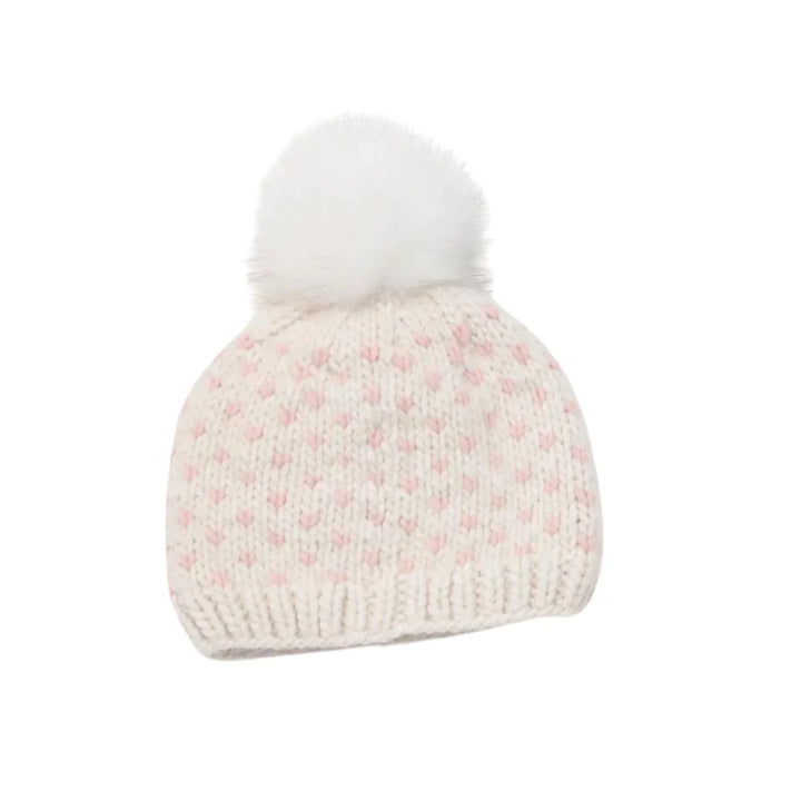 Little Hearts Pompom Hat in Blush