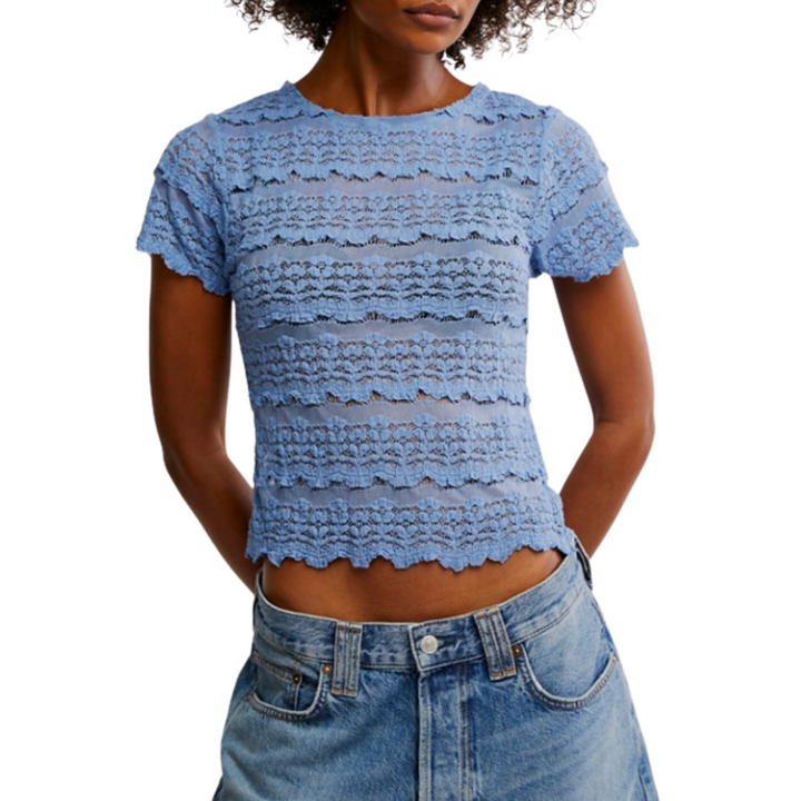 Allure Blue Angelina Lace Tee