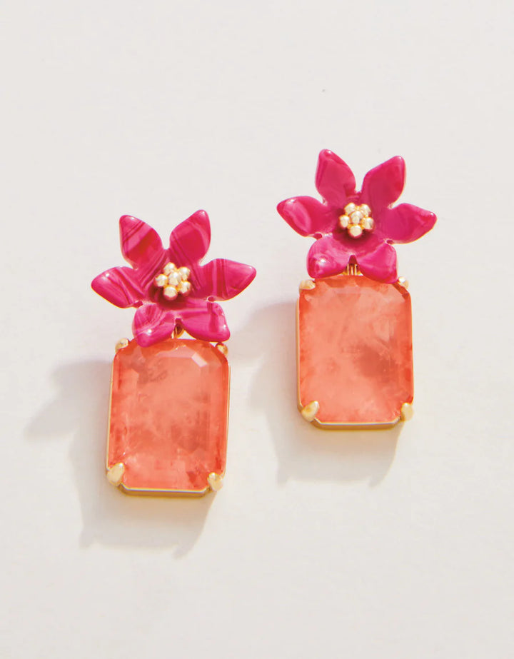 Pink Blooming Gem Earrings