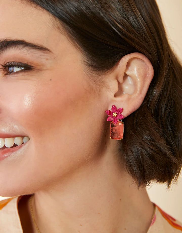 Pink Blooming Gem Earrings