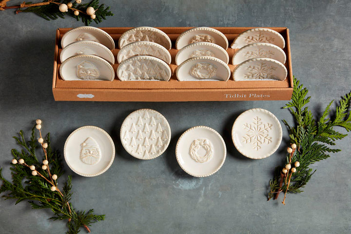 White Xmas Tidbit Plate