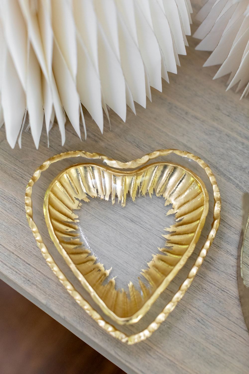 Glass Heart Tray Set