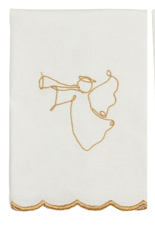 Gold Embroidered Scallop Towels