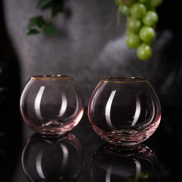 Stemless Pink & Gold Wine Glasses