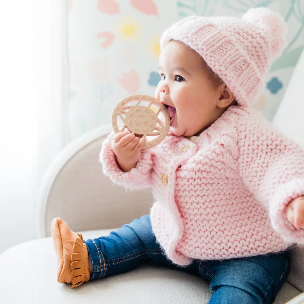 Garter Stitch Cardigan in Blush