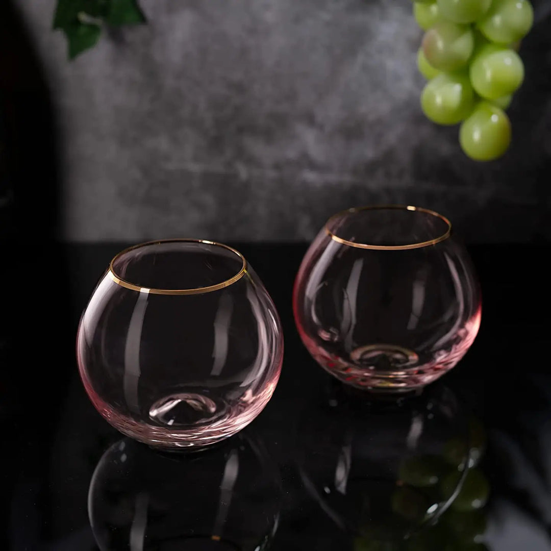 Stemless Pink & Gold Wine Glasses