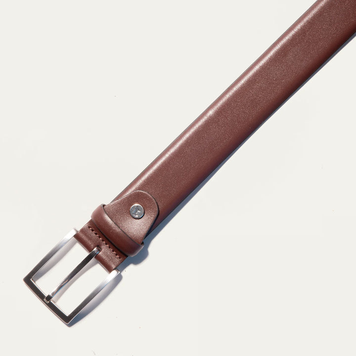 Glazed Calf Skin Belt in Cognac