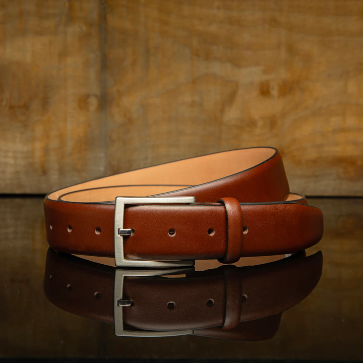 Glazed Calf Skin Belt in Cognac