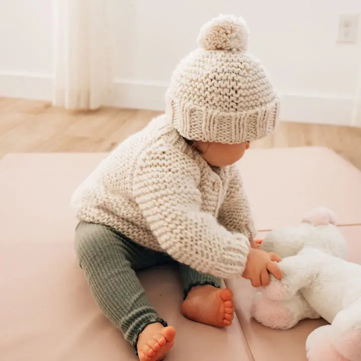 Garter Stitch Cardigan in Natural