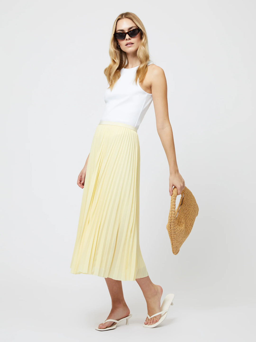 Yellow Sunburst Crepe Skirt