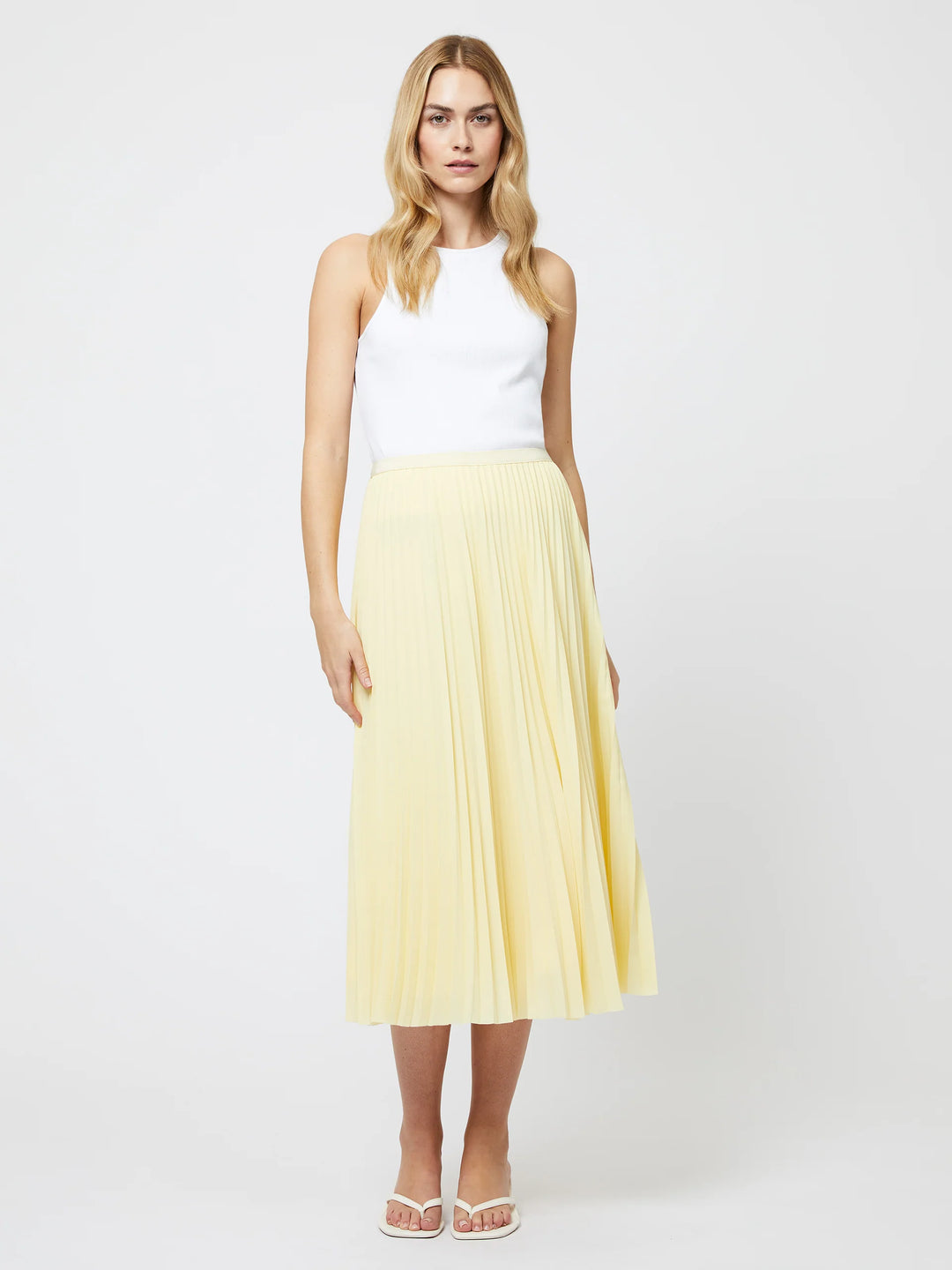 Yellow Sunburst Crepe Skirt