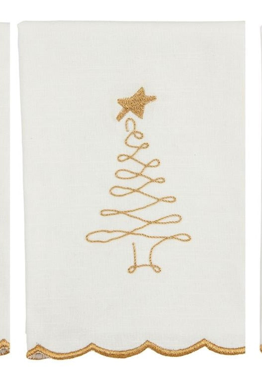 Gold Embroidered Scallop Towels