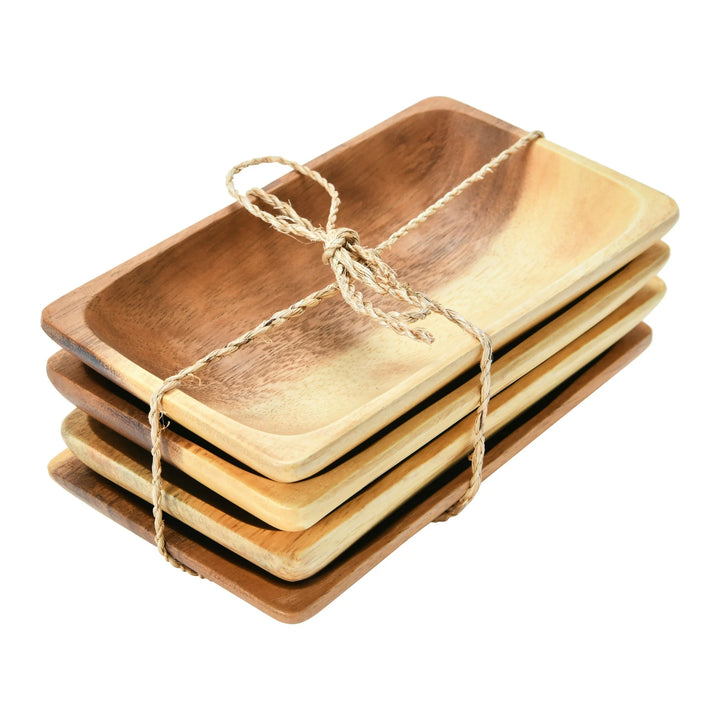 Set of 4 Acacia Wood Trays