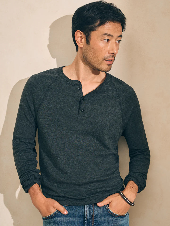 Long Sleeve Cloud Henley in Charcoal Heather