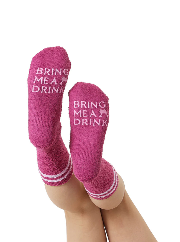 Bring Me A Drink Fuzzy Crew Socks