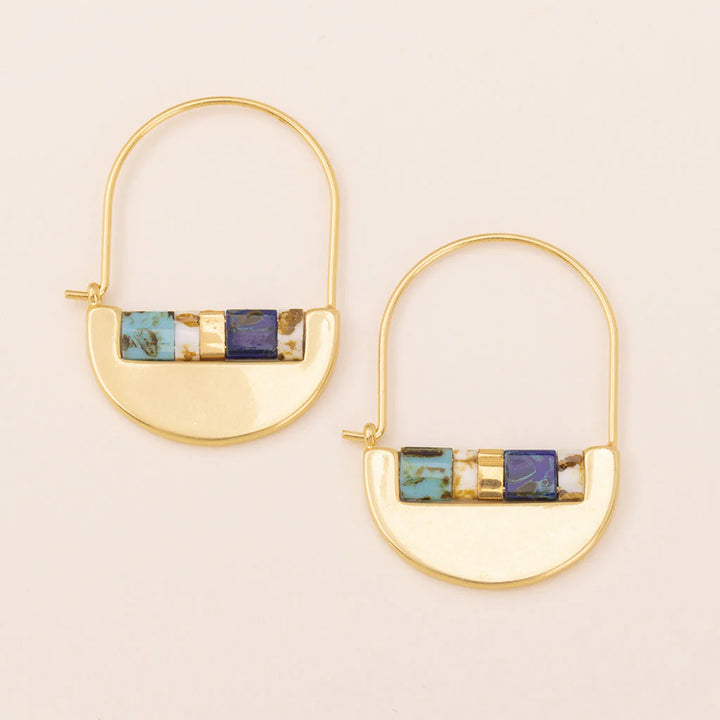 Miyuki Crescent Hoops in Indigo Gold