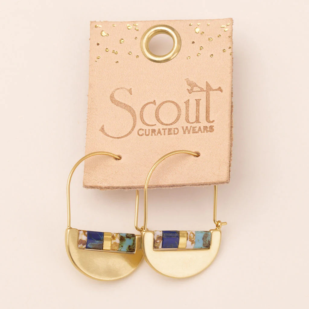 Miyuki Crescent Hoops in Indigo Gold