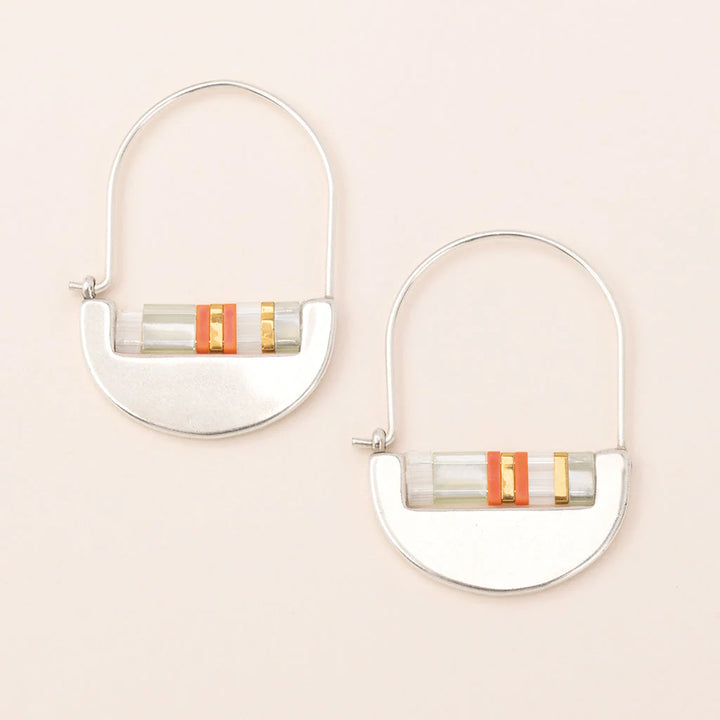 Miyuki Crescent Hoops in Mist Silver