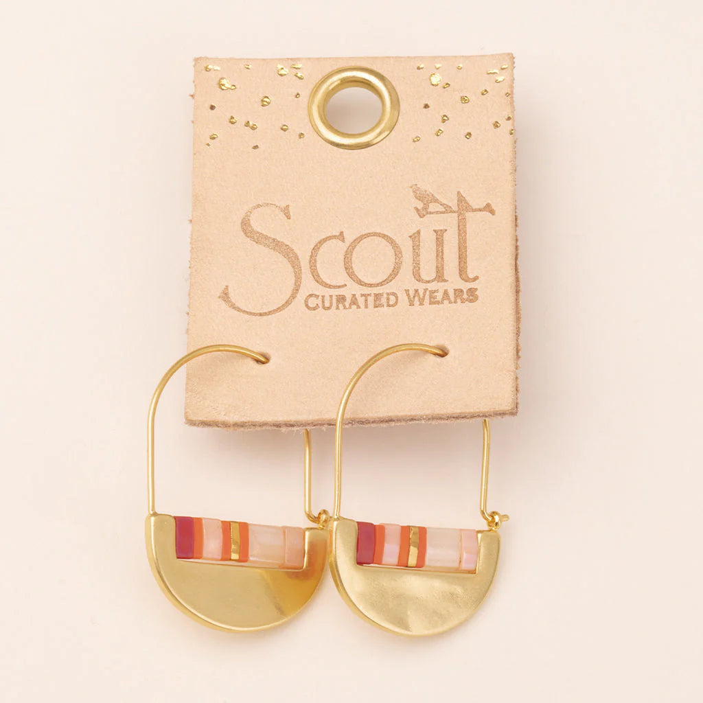 Miyuki Crescent Hoops in Pink Gold