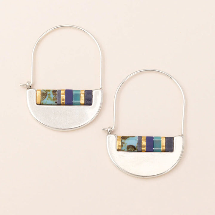 Miyuki Crescent Hoops in Cobalt Silver