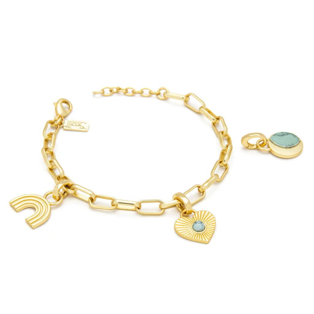 Harmony Interchangeable Charm Bracelet in Blue Howlite Gold