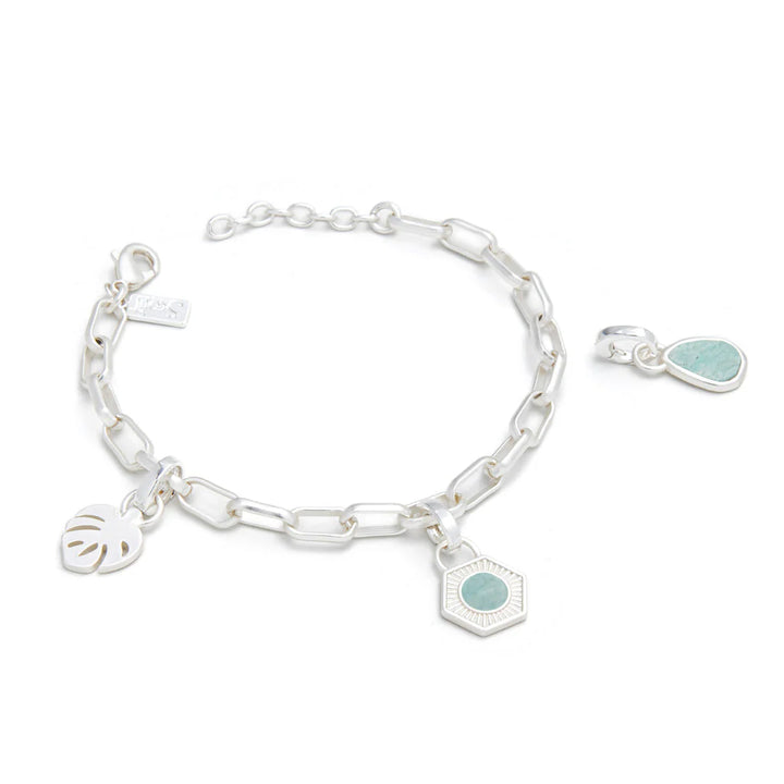 Courage Interchangeable Charm Bracelet in Amazonite Silver