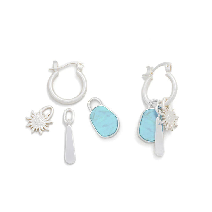 Sky Interchangeable Charm Earrings in Turquoise Silver